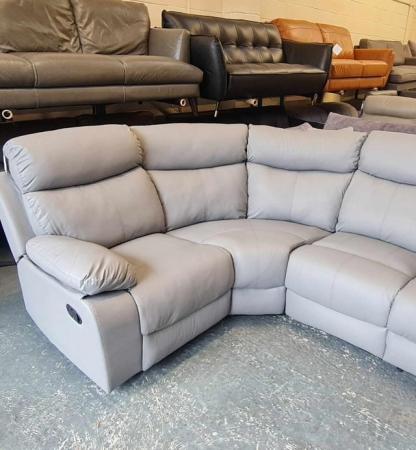 Image 7 of Ex-display grey bonded leather manual recliner corner sofa
