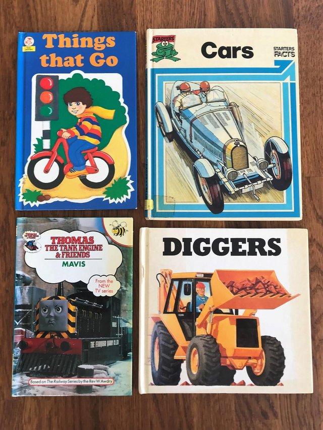Preview of the first image of 4 vintage children's vehicle books - diggers, cars, etc..