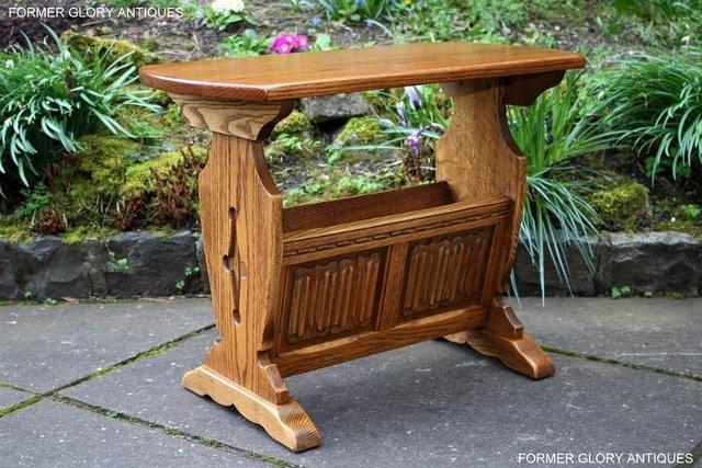 Image 91 of AN OLD CHARM VINTAGE OAK MAGAZINE RACK COFFEE LAMP TABLE