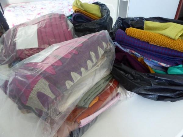Image 1 of Huge Vintage Fabric Bundle CRAFT Remnents Offcuts Upholstery