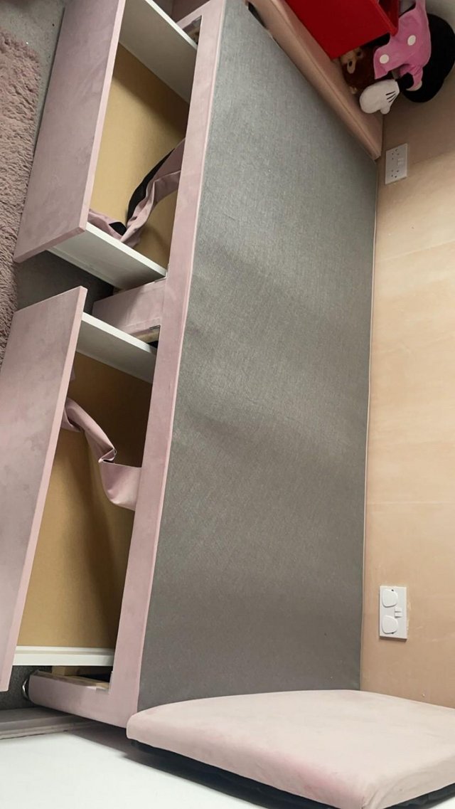 Preview of the first image of Pink Single Bed Frame x2 Drawers.