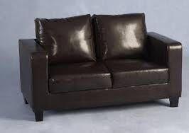 Preview of the first image of 2 SEATER TEMPO BROWN FAUX LEATHER SOFA.