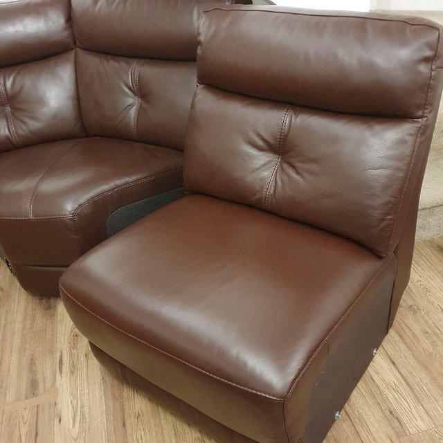 Preview of the first image of DFS- London brown leather sofa single piece.