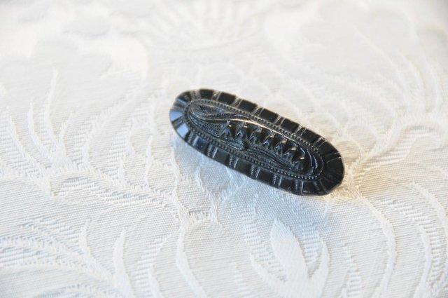 Preview of the first image of Victorian Mourning Brooch With Floral Decoration.