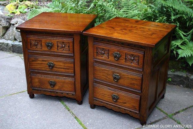 Image 37 of OLD CHARM LIGHT OAK BEDSIDE LAMP TABLES CHESTS OF DRAWERS