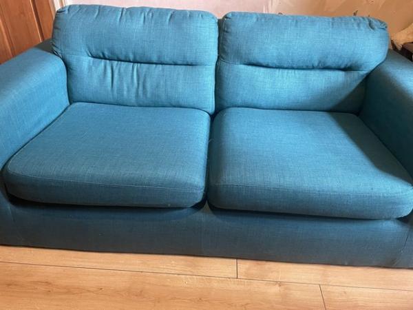 Image 1 of Teal two seater sofa but fits 3
