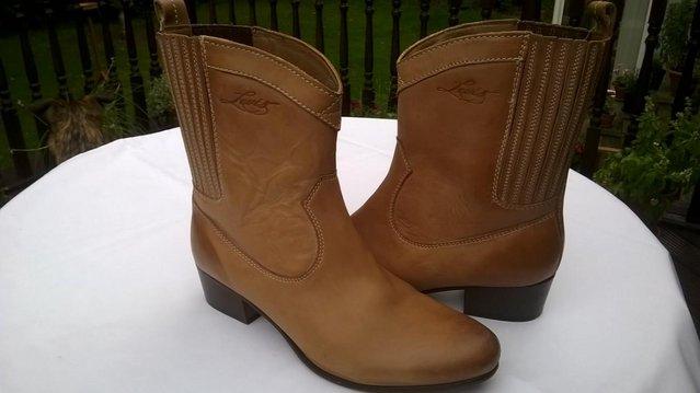 Preview of the first image of LEATHER COWBOY BOOTS  LEVI BRANDED.
