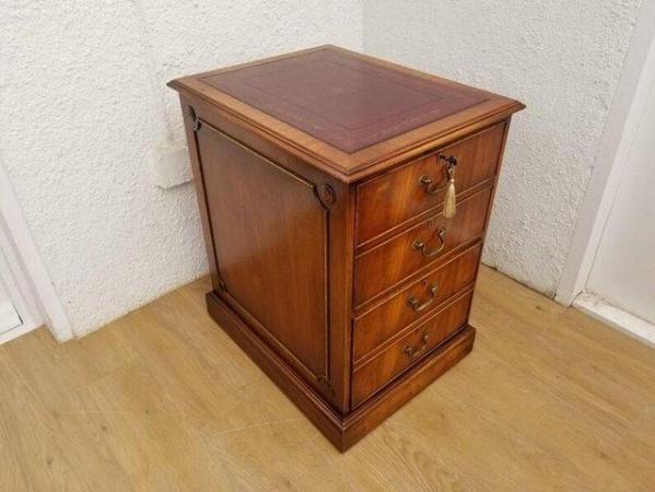 Image 7 of Beautiful ox blood leather and mahogany desk with cabinet.