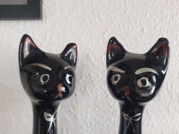 Image 11 of 1950s Cats Black China Vintage MCM Large 14" Tall ~ Pair