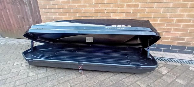 Preview of the first image of roof box - Halfords Exodus 360L gloss black roofbox.