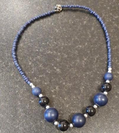 Image 1 of Navy bead costume necklace