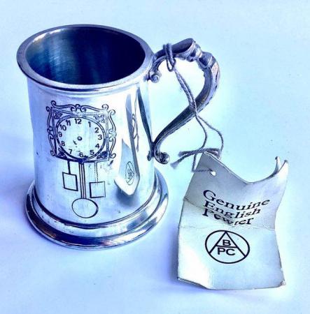 Image 2 of Genuine Pewter Tankard with Engraved Clock