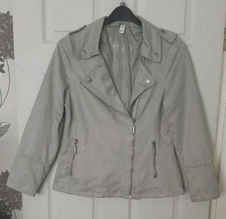 Image 1 of Lovely Ladies Light Grey Suede Look Jacket - Size 14   B8