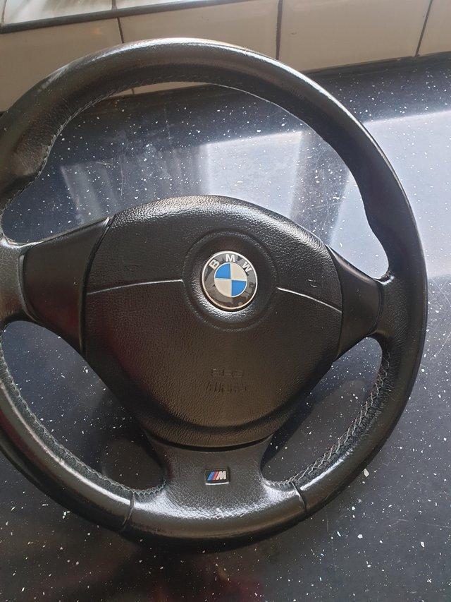 Preview of the first image of E36 BMW 325i M3 EVO M- TECH LEATHER STEERING WHEEL.