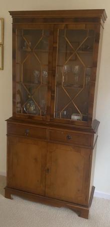 Image 1 of display cabinet in yew veneer