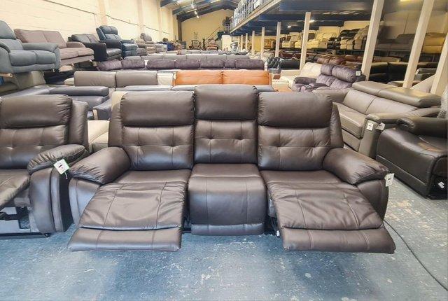 Image 8 of La-z-boy El Paso brown leather recliner 3+2 seater sofas