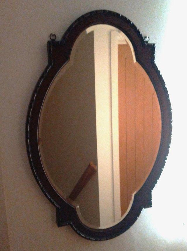 Preview of the first image of Large oak framed wall mirror in excellent condition.