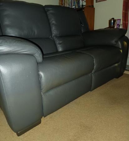 Image 1 of NOW GONE. Leather 2-seater electric recliner sofa