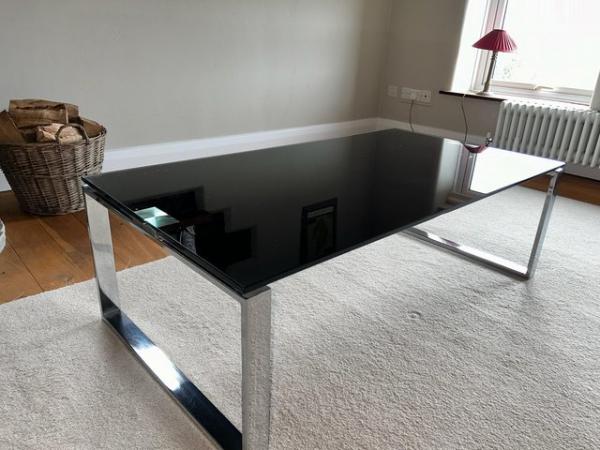 Image 3 of Black glass rectangular coffee table