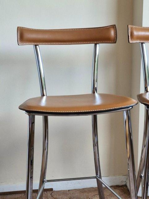 Arrben bar stools, leather and chrome. — photo 2 of 3