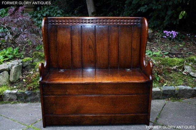 Image 1 of A TITCHMARSH AND GOODWIN OAK BENCH BOX SETTLE PEW ARMCHAIR