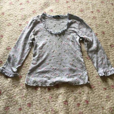 Image 1 of Sz 12 BODEN Pale Blue Embroidered 3/4 Sleeve Top