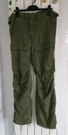 Image 1 of Ex-Forces Green Cargo Trousers.  Waist 30" to 36".
