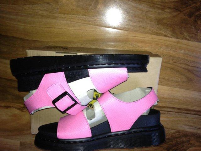 Preview of the first image of Dr Martens pink leather sandals.