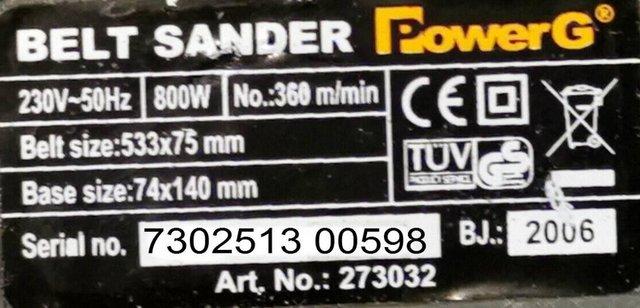Image 7 of BELT SANDER POWER G 230V-50Hz 800W BELT SIZE 533X 75mm