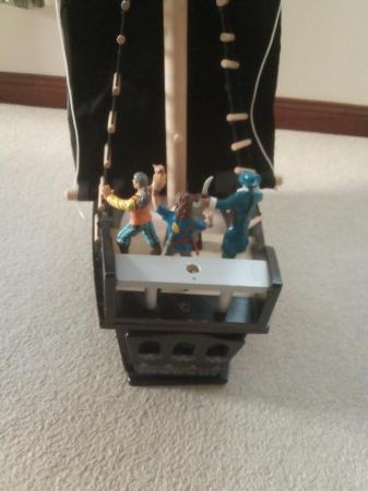 Image 5 of Wooden Pirate Sailing Ship with Figures.