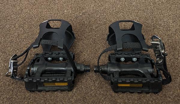 Preview of the first image of Pair Of Jendel Cycling Pedals with Integrated Toe Clip Cages.