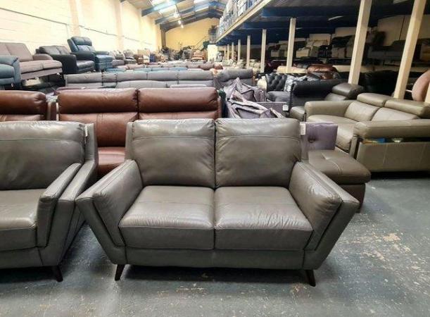 Image 6 of Ex-display Fellini grey leather 3+2 seater sofas