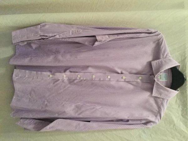 Image 3 of Purple/white stripe shirt by Hackett