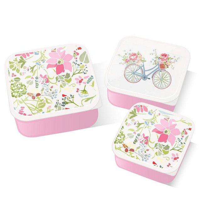 Preview of the first image of Lunch Boxes Set of 3 (M/L/XL) Julie Dodsworth Pink Botanical.