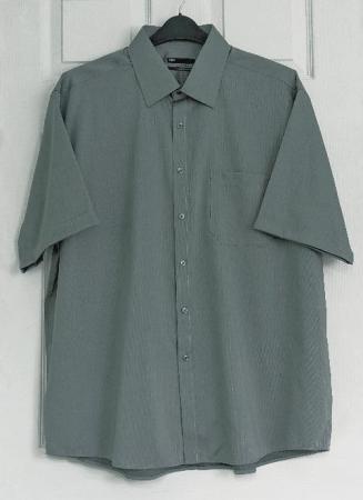 Image 1 of M&S Mens Non Iron Dark Grey Short Sleeve Shirt - Size 46/18