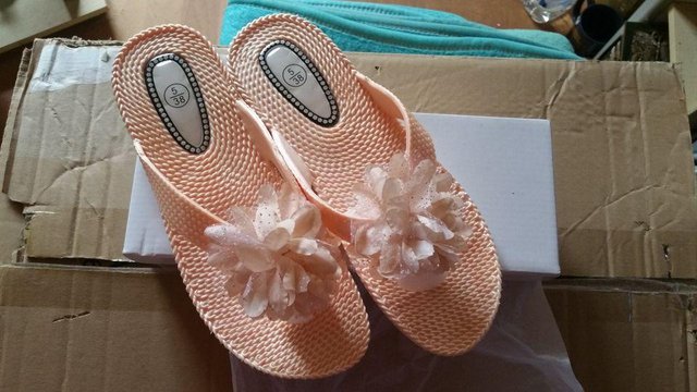 Image 1 of Size 5 peach colour sandals brand new in box