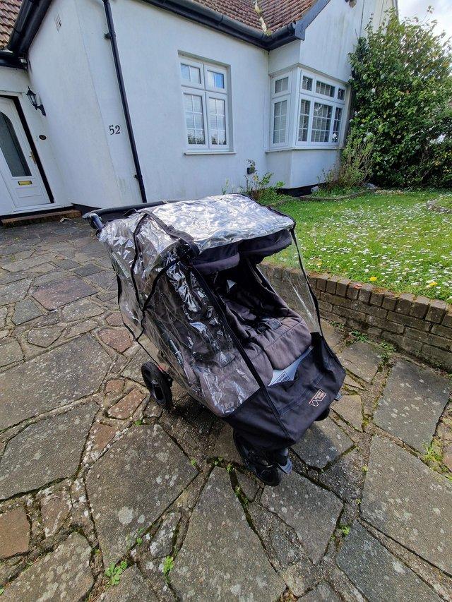 Preview of the first image of Duet Mountain Buggy in Herringbone with Rain Cover.