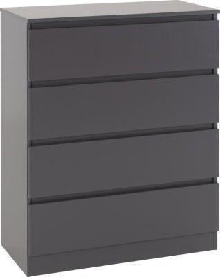 Image 1 of MALVERN 4 DRAWER CHEST - GREY  Assembled Sizes W x D x H (MM