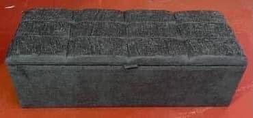 Preview of the first image of HAND MADE OTTOMEN STORAGE BOX IN CHARCOAL CHENILLE.