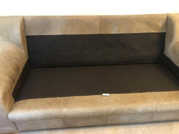 Image 1 of 4 Seater Beige Leather Sofa