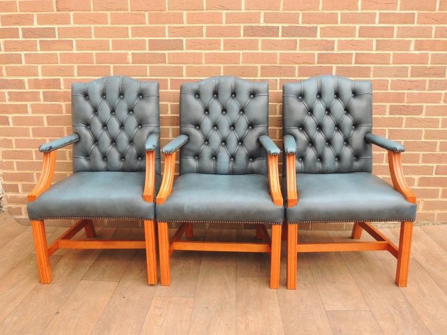Preview of the first image of 3 Blue Chesterfield Chairs (UK Delivery).