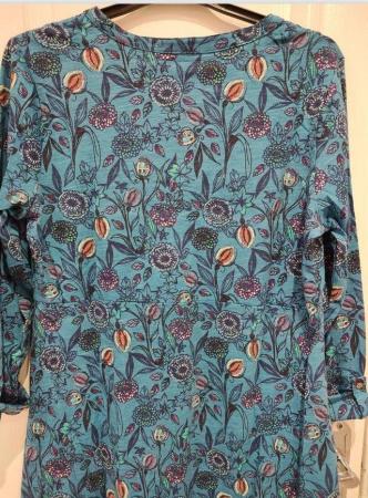 Image 9 of New Mantaray Turquoise Leaf Print Jersey Skater Dress 14