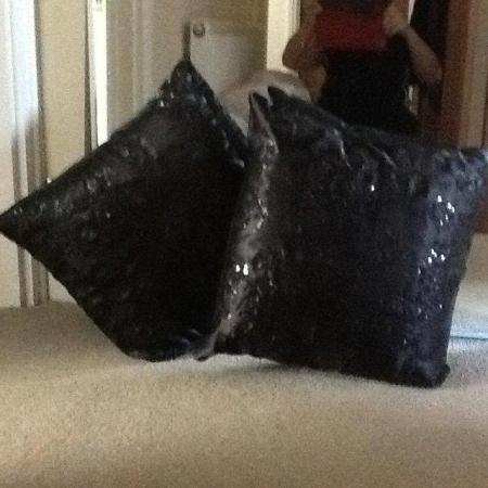 Image 2 of Black sequinned cushions for sale