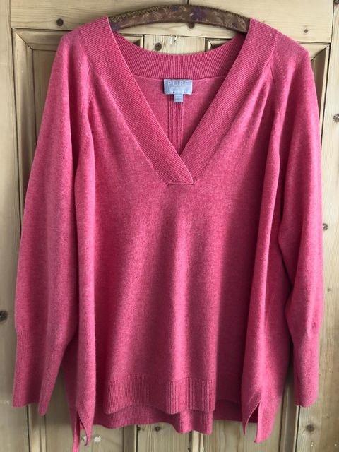 Preview of the first image of Pure Collection V-neck Pink Jumper.