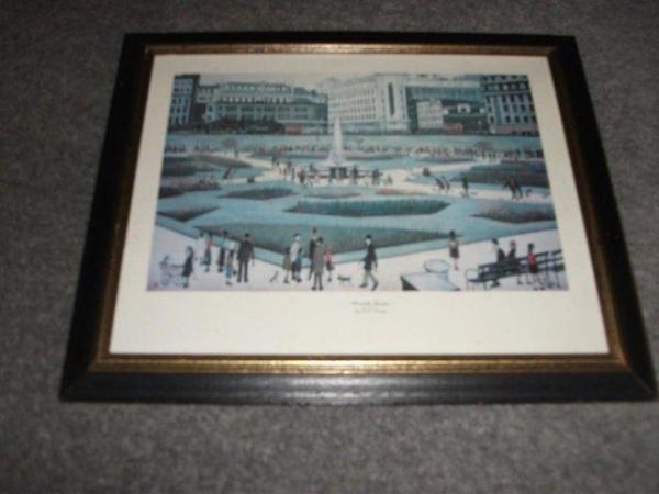 Image 1 of L.S. Lowry print. Piccadilly Circus. In wood frame. Good con
