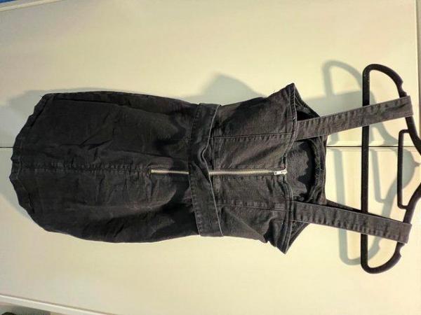 Image 2 of Black denim pinafore dress size 8