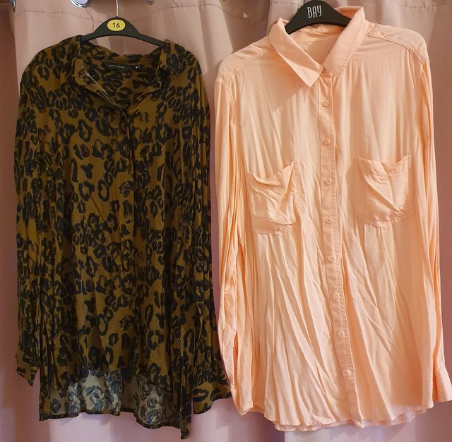 Preview of the first image of 2 x women's long sleeved shirt/blouse bundle, size 16..