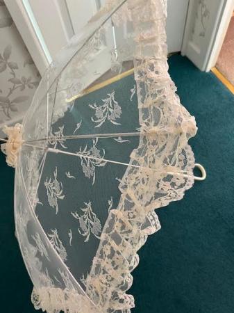 Image 3 of Wedding parasol.  Cream/Ivory