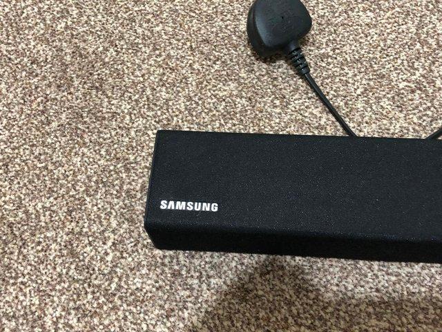 Preview of the first image of Samsung sound bar with remote &  subwoofer.