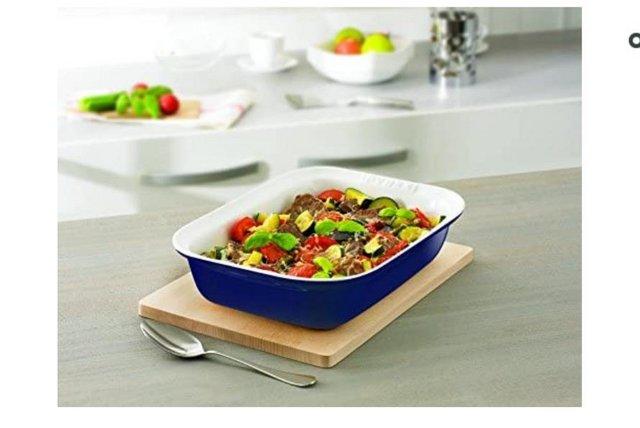 Preview of the first image of Pyrex  26 x 17 cm Impressions Rectangular Roaster, Blue,.